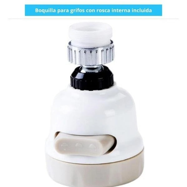 Aireador de grifo giratorio flexible, difusor de filtro de boquilla de  grifo, regulador de flujo de 2 modos (largo, blanco)